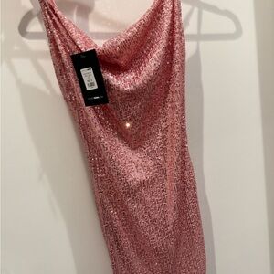 Fashion Nova Sparkling Pink Backless Dress